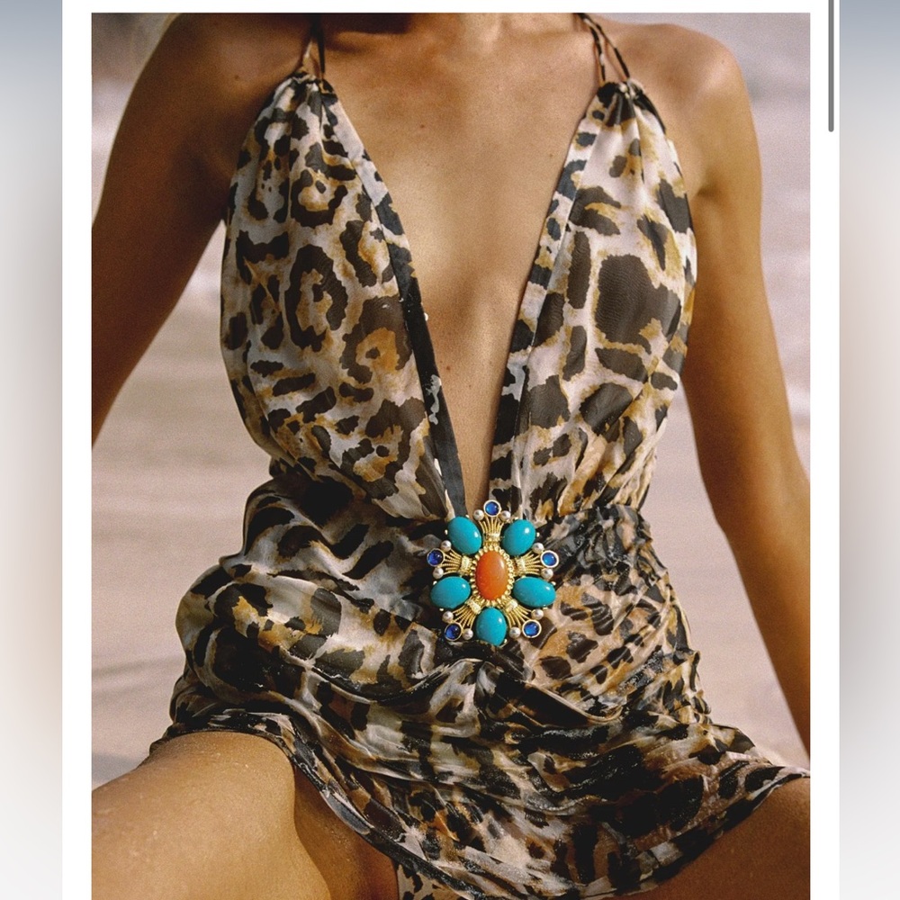 BAMBA SWIM AMAZONIA DRESS IN LEOPARD, SIZE SMALL - Picture 3 of 7